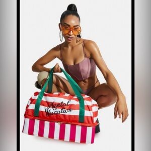 ban.do Cheeky Striped Red and White Duffle Bag